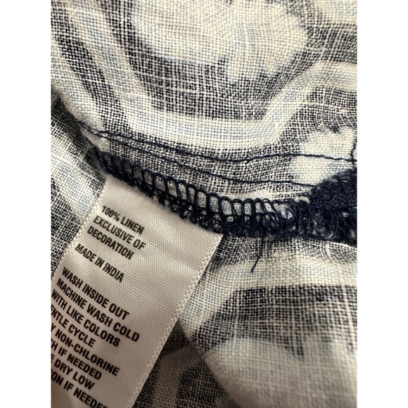 Crown & Ivy Curvy 3X Linen Tunic Dress Navy White Pineapple Print Split Neck - Picture 5 of 7